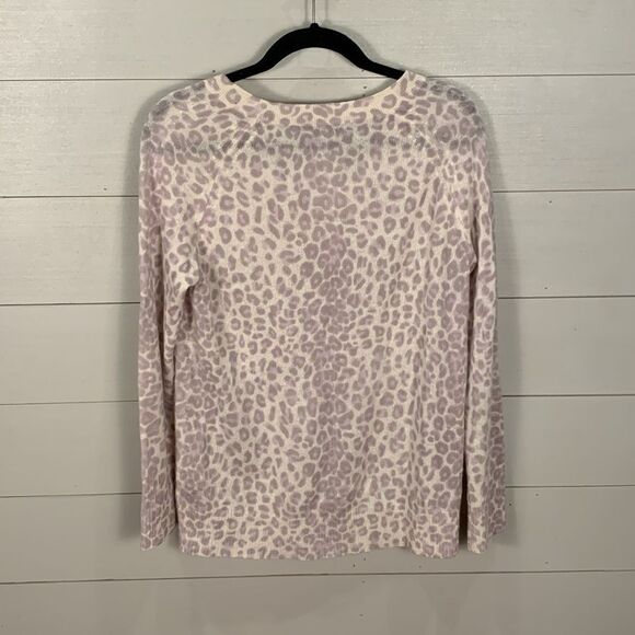 360 Cashmere purple leopard print animal print lightweight sweater sweater small - Picture 8 of 8